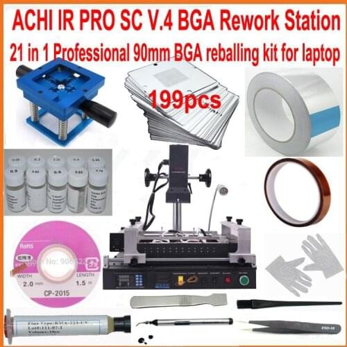 2016 New ACHI IR PRO SC V4 bga rework station motherboard repair machine +199pcs 90mm laptop bga stencils +20 gifts
