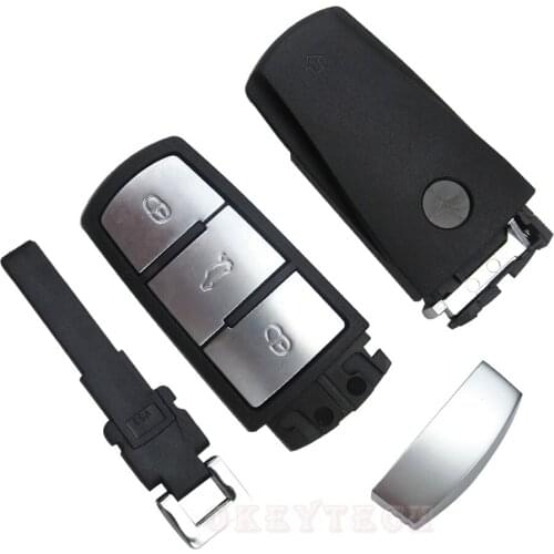 OkeyTech 1pcs/lot 3 Button Remote Smart Car Key Shell Fob for VW Magotan Passat CC Smart Card With Auto Key Blade Free Shipping