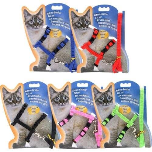 Walking Cat Harness Leash Set Nylon Adjustable Pet Chest Lead Leash Belt Puppy Kitten Harness Collar Rope Cat Accessories
