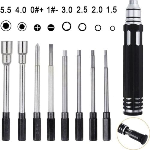 Professional Steel 8 in 1 Screwdriver Set RC Repair Tool Kit Hexagon Socket for RC Car Drone Plane Hex Philip Spanner Socket