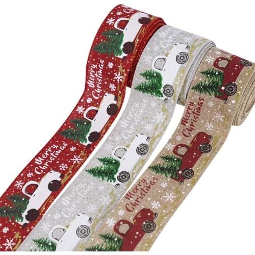 5Meter Christmas Ribbon Printed Burlap Ribbons For Gift Wrapping Wedding Decoration Bows DIY Christmas Tree Ribbon Wreath Bows