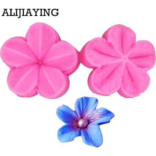 M0849 Plum blossom Petal Flower Leaf Veiner Silicone Mold Cake Decorating Fondant Impression Flower Mold Sugarcraft Mold