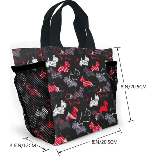 Cartoon Westie Print Shopper Bag Harajuku Foldable Eco Small Canvas Shopping Shoulder Top Totes Mini Westie Mesh Handbag