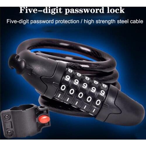 Bike password Lock 5 Digit Code MTB wire Combination safe Bicycle Security Lock Steel Cable Spiral Bike safety Cycling Lock