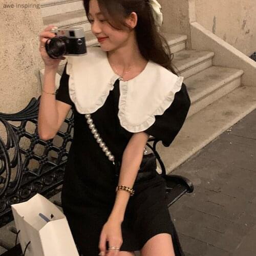 2021 Summer New Dress Gentle and Sweet Fresh Temperament Female Loose Doll Collar Puff Sleeve Fugitive Princess Dress