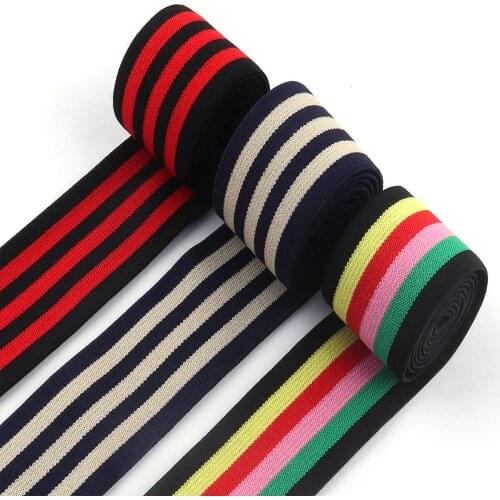 1.5''(38mm) Colorful Stripe Webbing Ribbon Garment Pattern Webbing for Purse Dog Collar Strap Bag Handles Sewing Craft Supplies