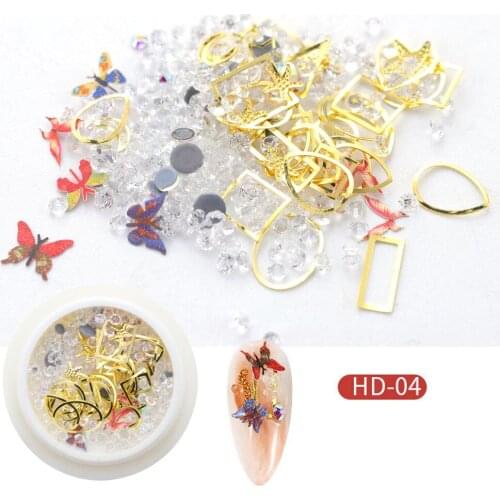 1 Box 3D Gold Color Metal Butterfly Nail Art Decal Rhinestones Decoration DIY Manicure Decor Geometric Decoration Accessories