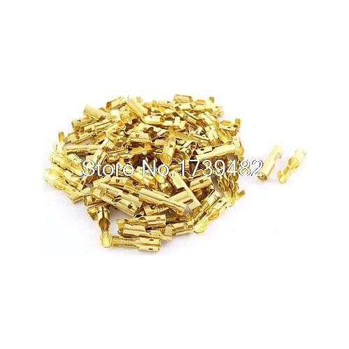 100 Pcs Non Insulated 4mm Female Crimp Terminals Wire Connectors
