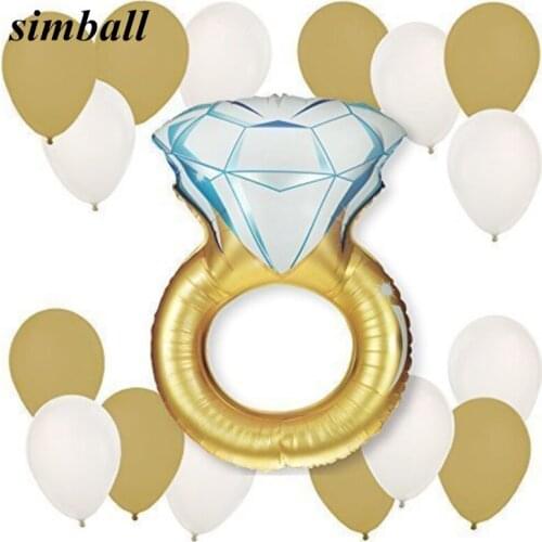 17pcs/lot Bridal Shower Foil Diamond Ring 2.8g Latex Balloons Bride To Be Wedding Anniversary Celebration Party Decor Helium Toy