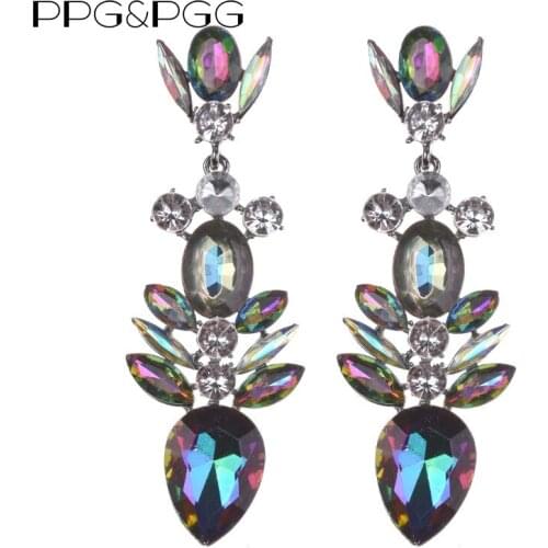 2020 New Luxury Glass Crystal Large Drop Earrings Women Fashion Japan Korea Long Earrings Jewelry Female Statement Big Earring