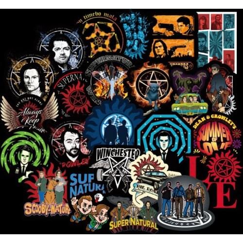 50pcs supernatural SPN 90s letter anime vintage paster gift cosplay funny decal scrapbooking diy sticker phone laptop waterproof