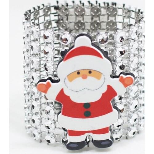 500Pcs Plastic Rhinestone Wrap Christmas Santa Claus Napkin Ring Serviette Buckle Hotel Wedding Supplies Home Decoration ZA5259