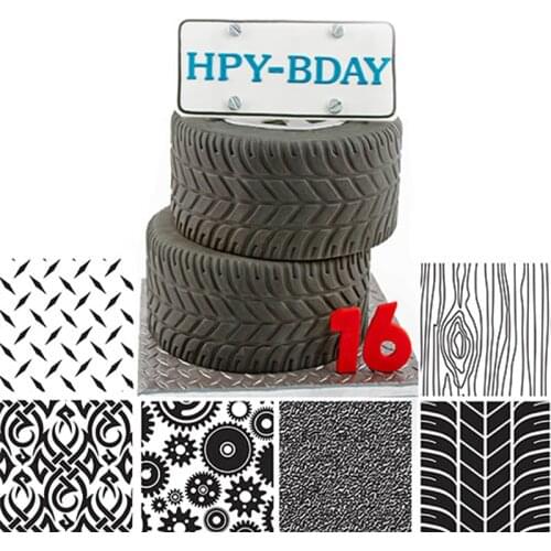 6PCS Manly Texture Sheet Set Tyre Texture Mat For Sugar Craft Decoration Cookie Cupcake Fondant Cake Mold Baking Tools For Cakes