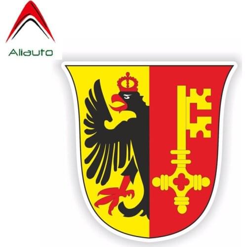 Aliauto Geneva Switzerland Coat of Arms Reflective Decal Car Sticker Accessories PVC for Peugeot Skoda Volvo KIA,11cm*11cm