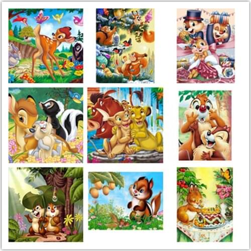 Diamond Embroidery Cartoon Full Square Drill Diamond Painting Cartoon Animal Cross Stitch Picture Mosaic Kids Gift Room Decor
