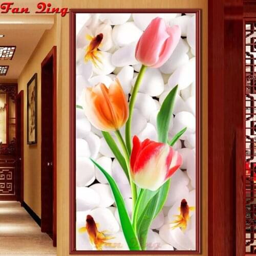 Full Square/Round Drill 5D DIY Diamond Painting Large Size flower tulip 3D Embroidery Cross Stitch 5D Rhinestone Home Decor Gift