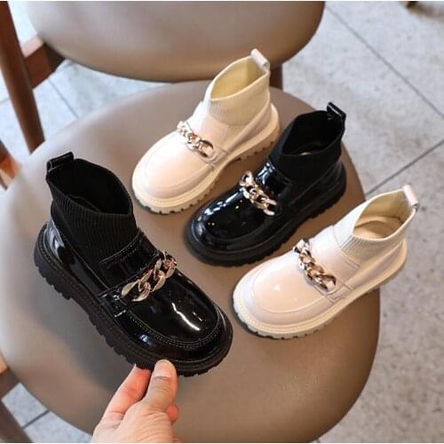 Children Casual Shoes Autumn Winter Martin Boots Boys Shoes Fashion Leather Soft Antislip Girls Boots 26-36 Sport Running Shoes