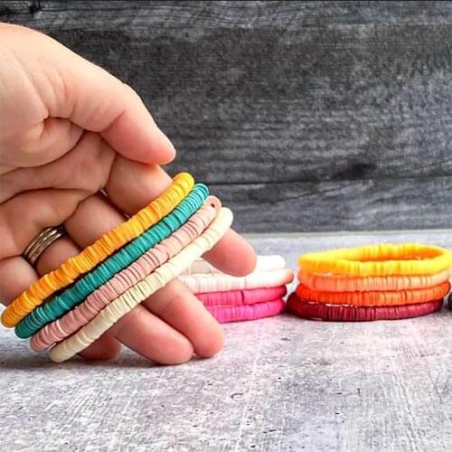 Women Bracelets Fashion Combination Color Polymer Clay Wrist Jewelry Boho Bracelet Gift for Best Friend Couple Bracelet