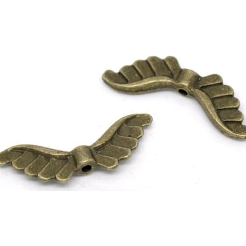 DoreenBeads Zinc Based Alloy Spacer Beads Angel Wing Antique Bronze Color DIY Jewelry About 24mm x 8mm, Hole:Approx 1.5mm, 15PCs