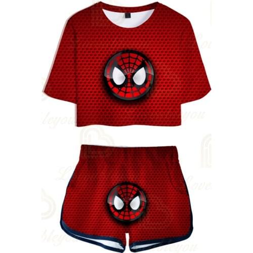 Spider Hero Childrens Short Sleeve T-shirt Shorts Set Childrens Boys Girls Summer Cartoon Baby T Shirt Suits