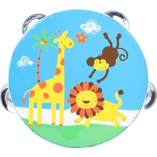 Wooden Drum Handheld Tambourine Freestyle Hand Bell Musical Percussion Instrumen