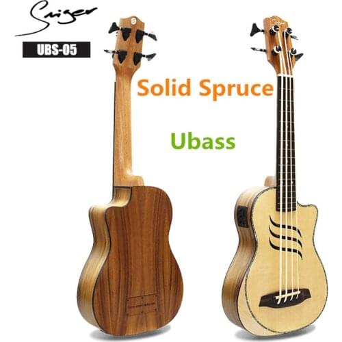 Electric Solid Spruce Fretless Ukulele Bass 30 Inches Ubass Guitar 30 Inches 4 Strings Mini UKU Electro Guitars Pickup Sculpture