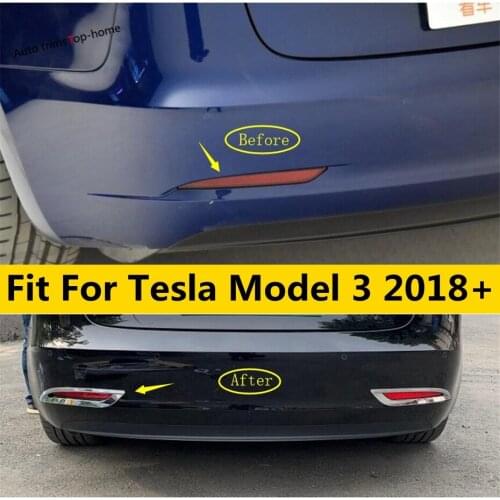 Exterior For Tesla Model 3 2018 - 2021 Rear Fog Light Foglight Lamp Frame Cover Trim ABS Chrome Accessories