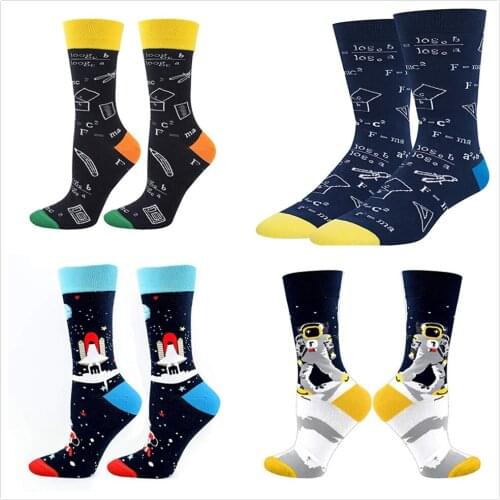 2020 Hot Sale Unisex Men and Women Socks Casual Math Geometric Printed Autumn Winter Cotton Socks Best Gifts Drop shipping