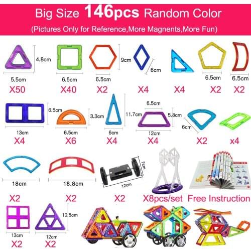 44-157pc Big Size Magnetic Designer Building Blocks 3D Construction Toys Set Enlighten Bricks Magnetic Blocks Toys for Children