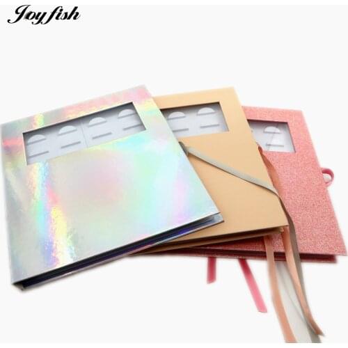 16 Pairs Eyelash Box Packaging with Tray Empty Book Pink Laser Storage Cases for 3d Mink Lash Extensions Makeup Tools Suppliers
