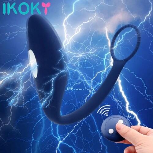 Wireless Remote Control Electric Shock Prostate Massager Gay Sex Toys Anal Plug Butt Plug Vibrator With Ring Anal Toy For Men