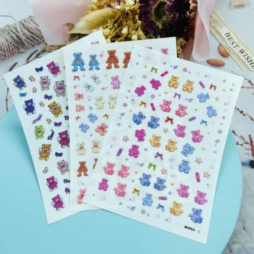 DIY Japanese Style Thin Light Traceless Traceless Nail Stickers New Design Bowknot Bears Serious Nail Foils Manicure Nail Art