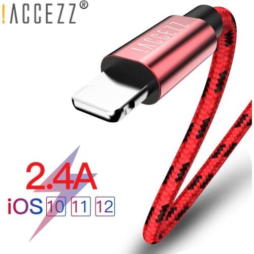 !ACCEZZ Nylon USB Cable For Apple iphone X XS MAX XR Data Sync Phone 2.4A Charging Cord For iphone 8 7 6S 5S Plus SE Charge Cord