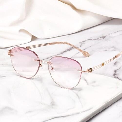 Prescription glasses Women Fashion Charm Diamond Rimless eyeglasses Customized myopia hyperopia glasses 02 Optical glasses