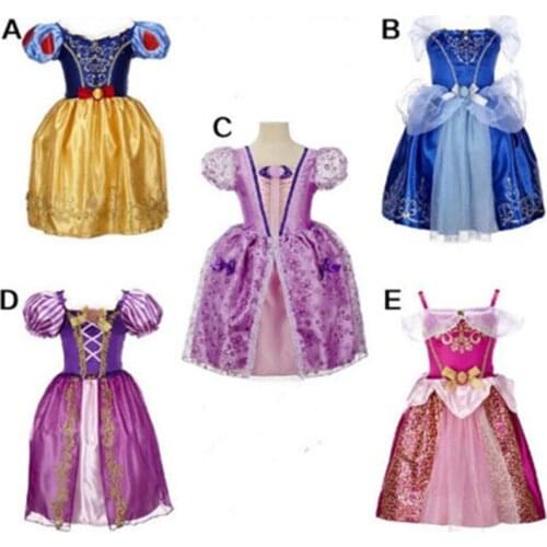 Girl Princess Dresses Sleeping Beauty Jasmine Rapunzel Belle Ariel Costume Elsa Anna Sofia Children Dress Party Clothes