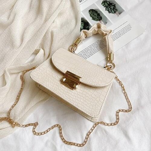 Popular Simple Female Daily Shoulder Bag Casual PU Leather Sling Handbag Purse Women Elegant Chain Shoulder Crossbody Bag