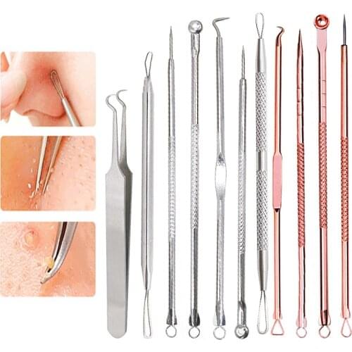 Blackhead Remover Needles Tool Black Dot Pimple Treatment Squeezing Acne Extractor Spoon Tools Face Care Comedone Pore Cleaner