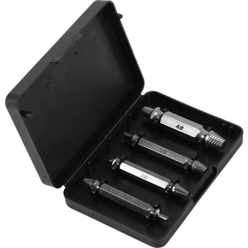 Profession 4pcs/set Steel Broken Screws Extractor Double Side Damaged Bolt Remover Easy Out Set Drill Bits Guide Set