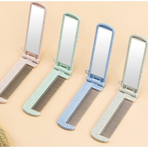 1pc Hair Comb with Mirror Travel Portable Folding Hair Brush Compact Pocket Size Purse Travel Hair Combs Fashion Professional