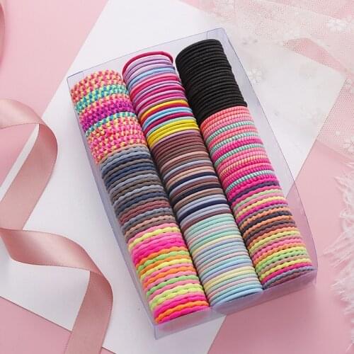 New 50PCS/Lot Girls Candy Colors Rubber Bands Children Safe Elastic Hair Bands Ponytail Holder Kids Hair Accessories