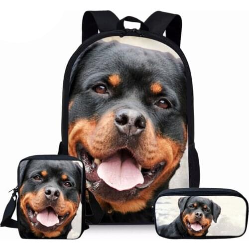 NOISYDESIGNS Rottweiler Dog School Bags Student School Backpack for Teenager Boys Orthopedic Schoolbag Backpack Kids Book Bag
