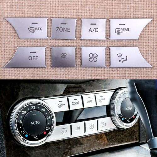 Silver 8Pcs/Set Car Air Condition Buttons Cover Trim ABS Fit For Mercedes Benz C Class W204 GLK CLS ML GLE
