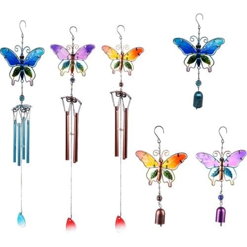 Glass Metal Wind Chimes Home Decor Purple Yellow Blue Handicrafts Painted Ornaments Garden Window Curtain Chandelier Decoration