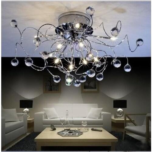 Warm ceiling lamp crystal lamp modern simple wrought iron living room bedroom dining room lighting