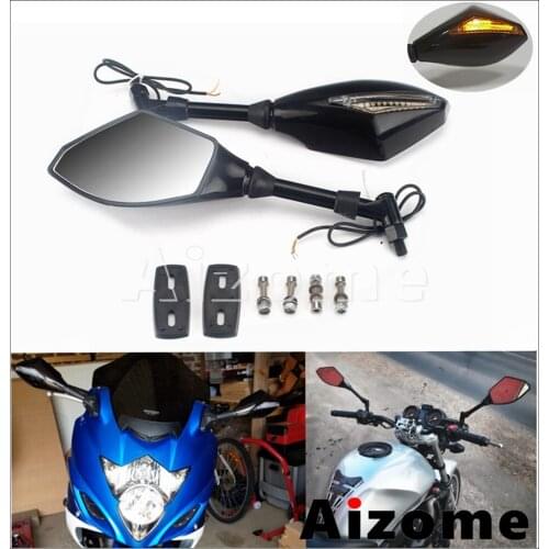 Universal Motorcycle LED Mirror W/ Turn Signal Rearview Mirror for Honda Suzuki Yamaha Kawaski Cruiser Chopper Street Dirt Bikes