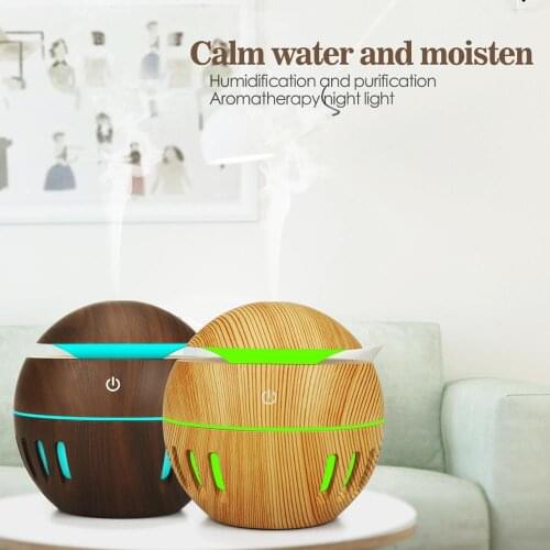 USB Aroma Diffuser Air Humidifier Wood Grain 7 Color LED Lights Electric Aromatherapy Essential Oil Diffuser 130ml home office