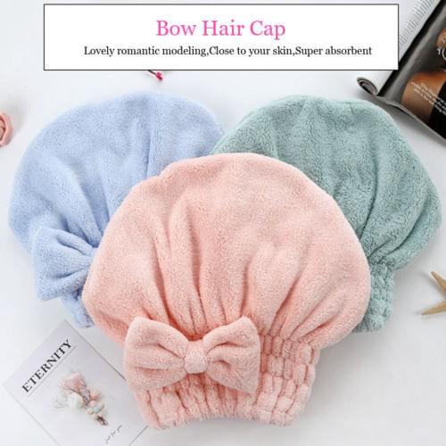 Bath Shower Hair Drying Towel Wrap Head Hat Cap Makeup Cosmetic Bathing Tool Bow Solid Shower Caps