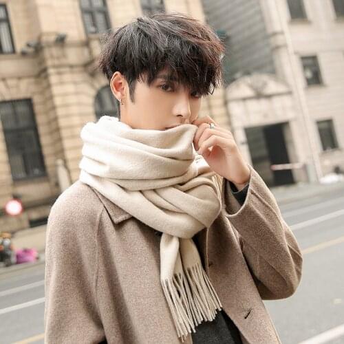 Winter Wool Scarf Men Luxury Brand Beige Shawls and Wraps Classical Bufanda Hombre 2021 Autumn Outdoor Warm Wool Scarves Male