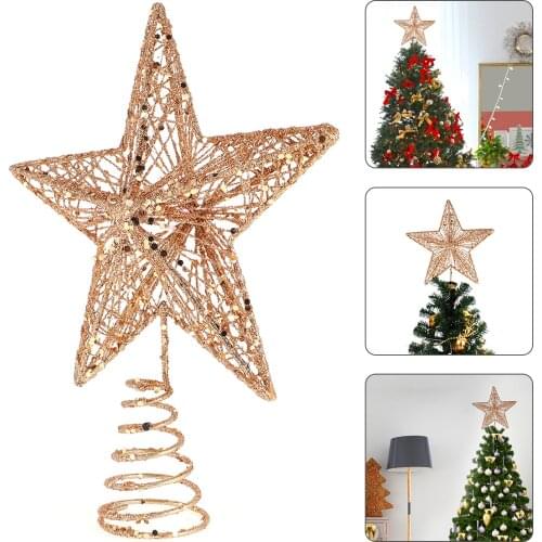 1Pc Exquisite Iron Art Ornament Beautiful Tree Top Star Five-point Star for Christmas Tree Decor