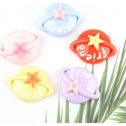 Solid Colors Kawaii Stars Saturn Resin Cabochon Ornament Accessories Embellishments Scrapbooking Jewelry Charms DIY 10pcs